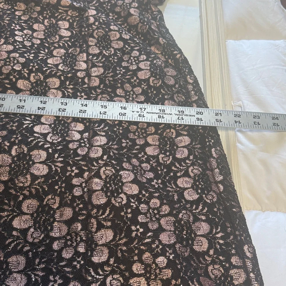 Tahari Arthur S. Levine Black Floral Lace Gown Champagne Lining Size 12 - Picture 11 of 12